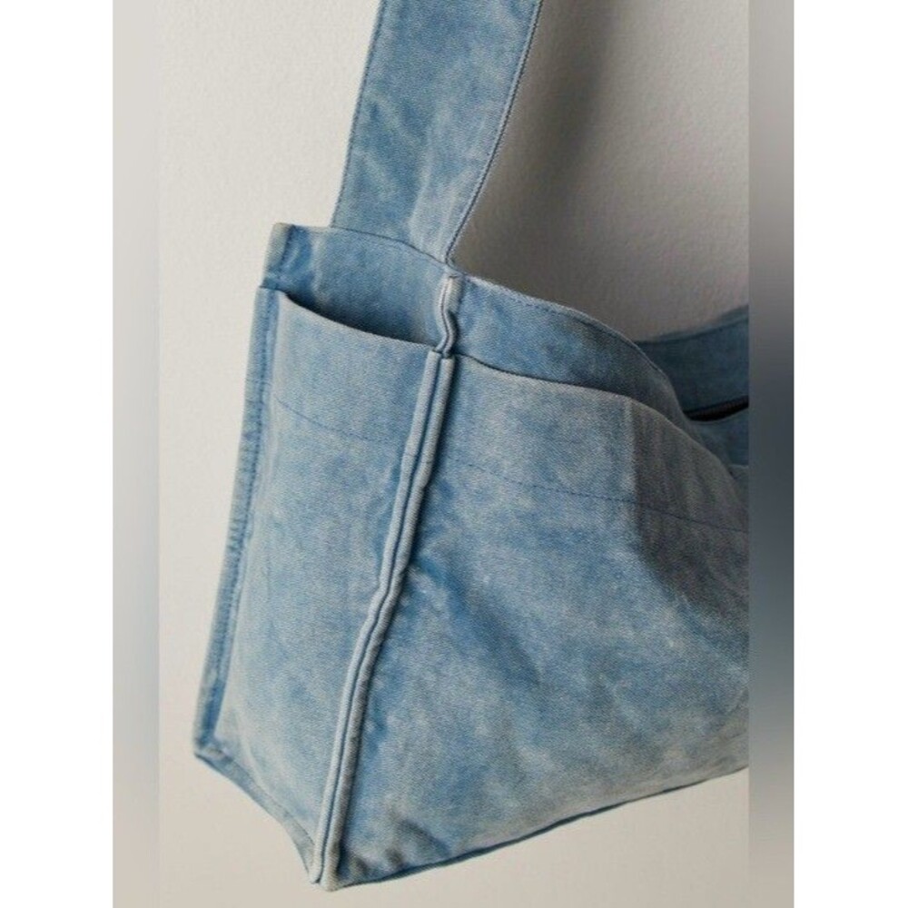Free People Camp Crush Sling Bag Adjustable Strap Cotton Blue OS 289739 - Picture 2 of 10